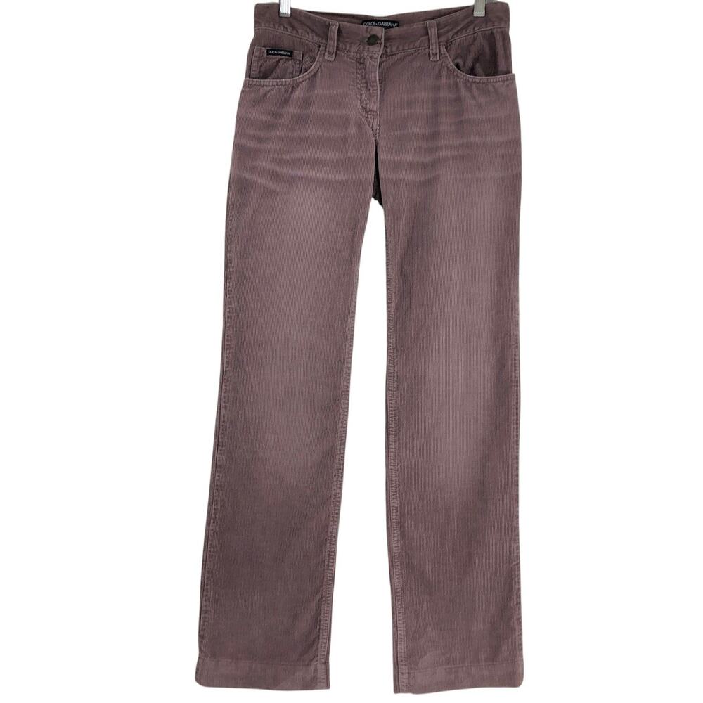 Dolce & Gabbana Pants Womens 4 Corduroy Mauve Five Pocket Made Italy *TINY FLAW